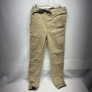 Retro Stitch Kids‎ Jogger Pants Size 7 Tan Speckled Drawstring Cargo Zip Pockets